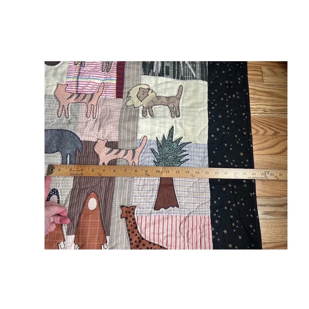 Handmade Noahs Ark Patchwork Applique Quilt Wall Hanging Nursery Decor 62 x 56‎